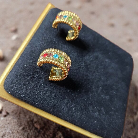 Prismatic Enigma Gold-Plated Hoop Earrings - Picture 2 of 8